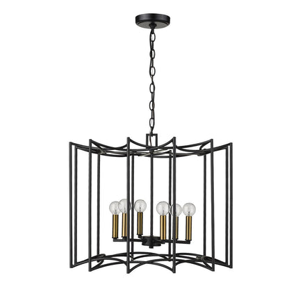 Rhian 8-Light Matte Black Pendant HomeRoots