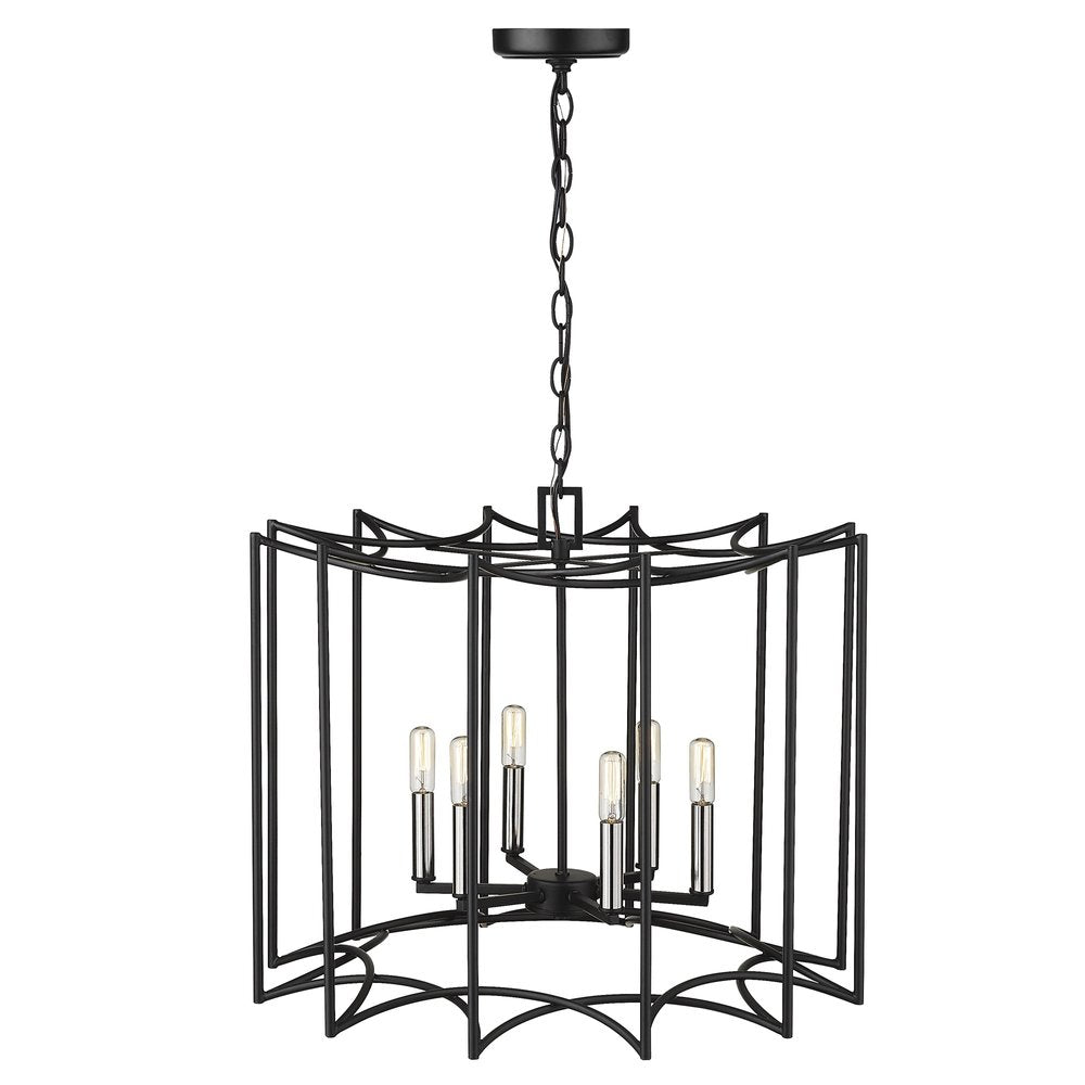 Rhian 8-Light Matte Black Pendant HomeRoots