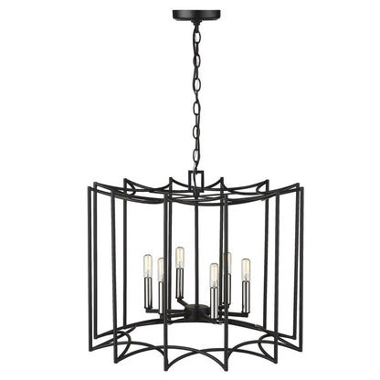 Rhian 8-Light Matte Black Pendant HomeRoots