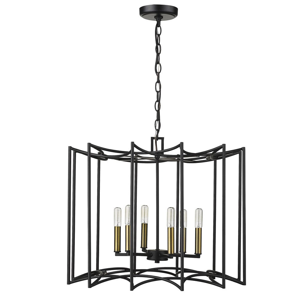 Rhian 8-Light Matte Black Pendant HomeRoots