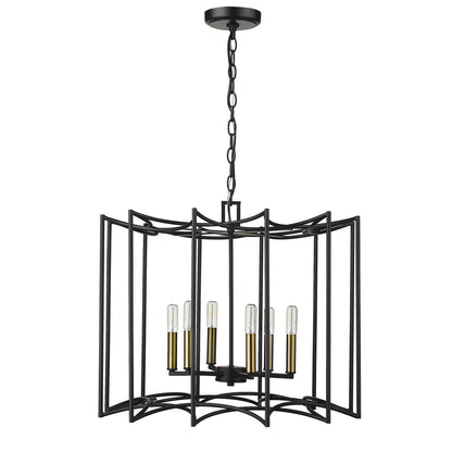 Rhian 8-Light Matte Black Pendant HomeRoots