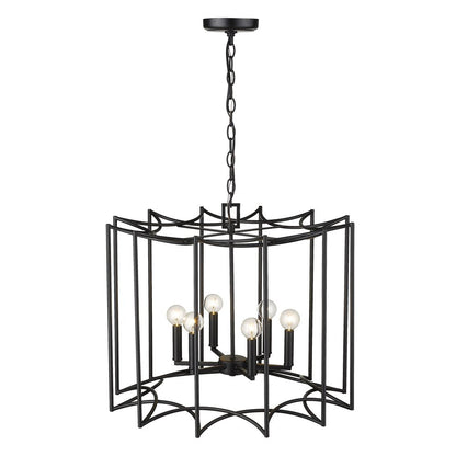 Rhian 8-Light Matte Black Pendant HomeRoots