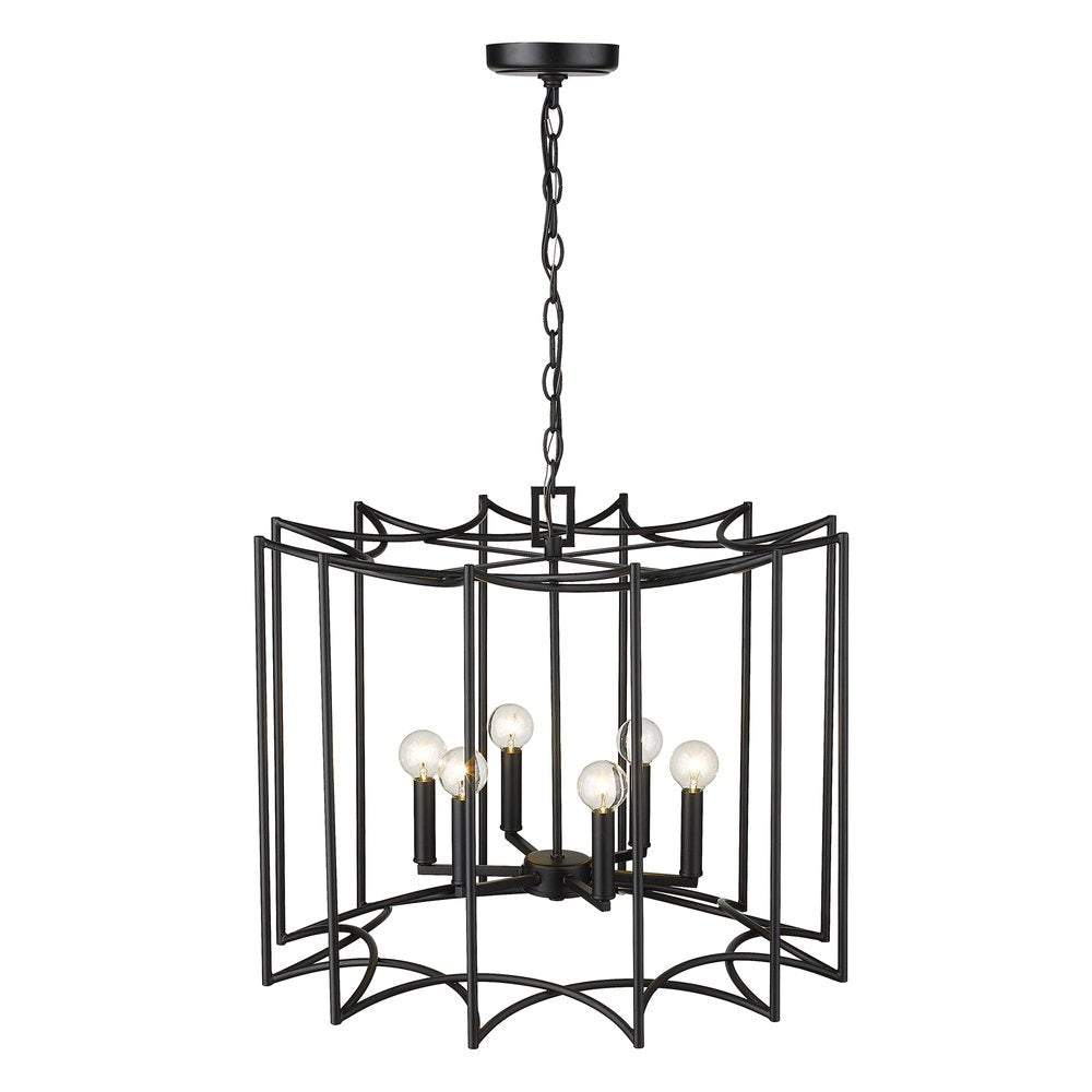 Rhian 8-Light Matte Black Pendant HomeRoots