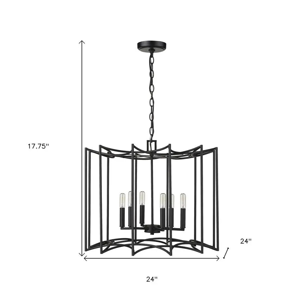 Rhian 8-Light Matte Black Pendant HomeRoots