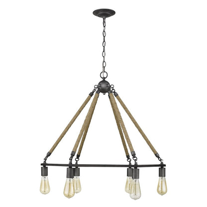 Brown and Black Six Light Metal Dimmable Chandelier HomeRoots