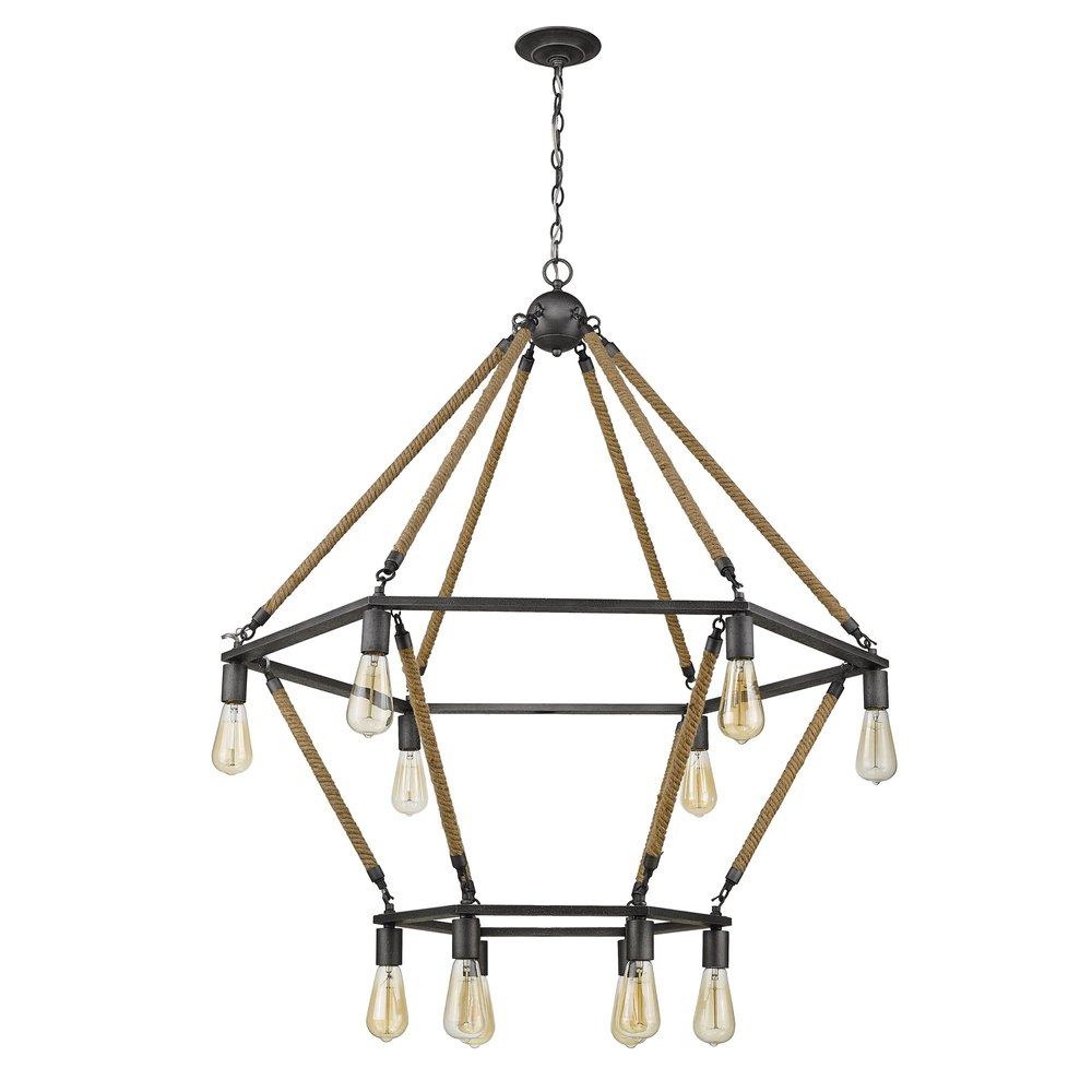 Brown and Black Twelve Light Metal Dimmable Chandelier — view 5