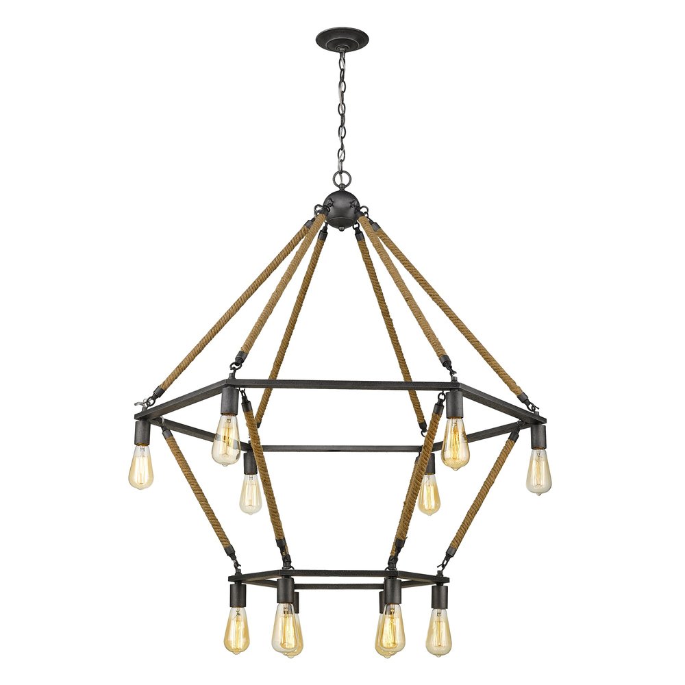 Brown and Black Twelve Light Metal Dimmable Chandelier — view 6
