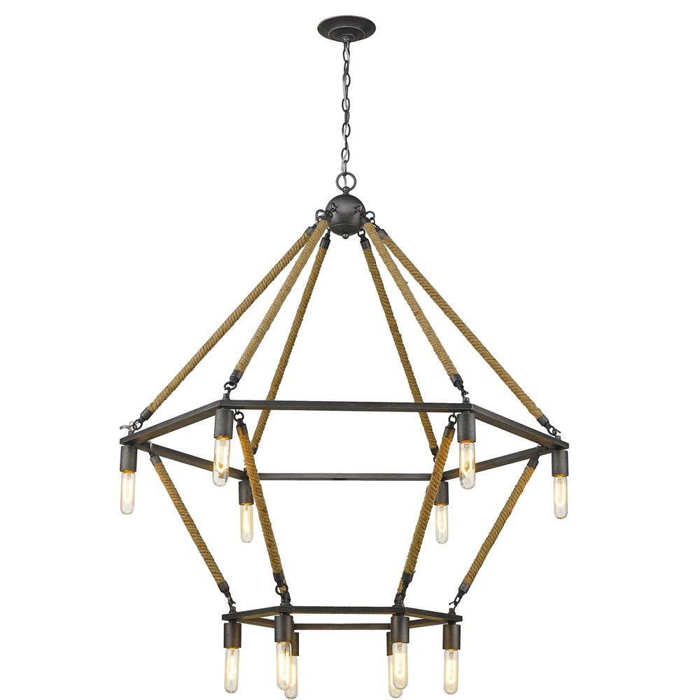 Brown and Black Twelve Light Metal Dimmable Chandelier — view 8