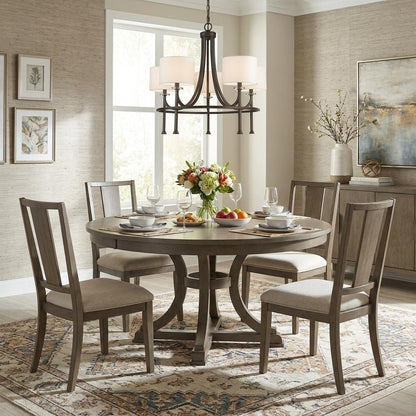 Brown Candle Style Five Light Metal and Crystals Dimmable Chandelier With White Shades HomeRoots