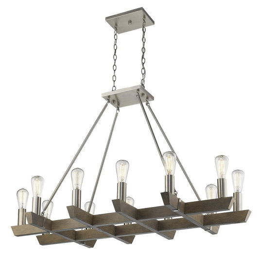 Silver Kitchen Island Twelve Light Metal Dimmable Chandelier HomeRoots