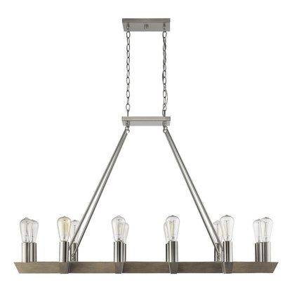 Silver Kitchen Island Twelve Light Metal Dimmable Chandelier HomeRoots