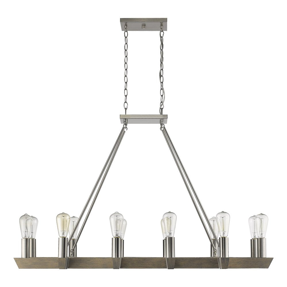 Silver Kitchen Island Twelve Light Metal Dimmable Chandelier — view 3