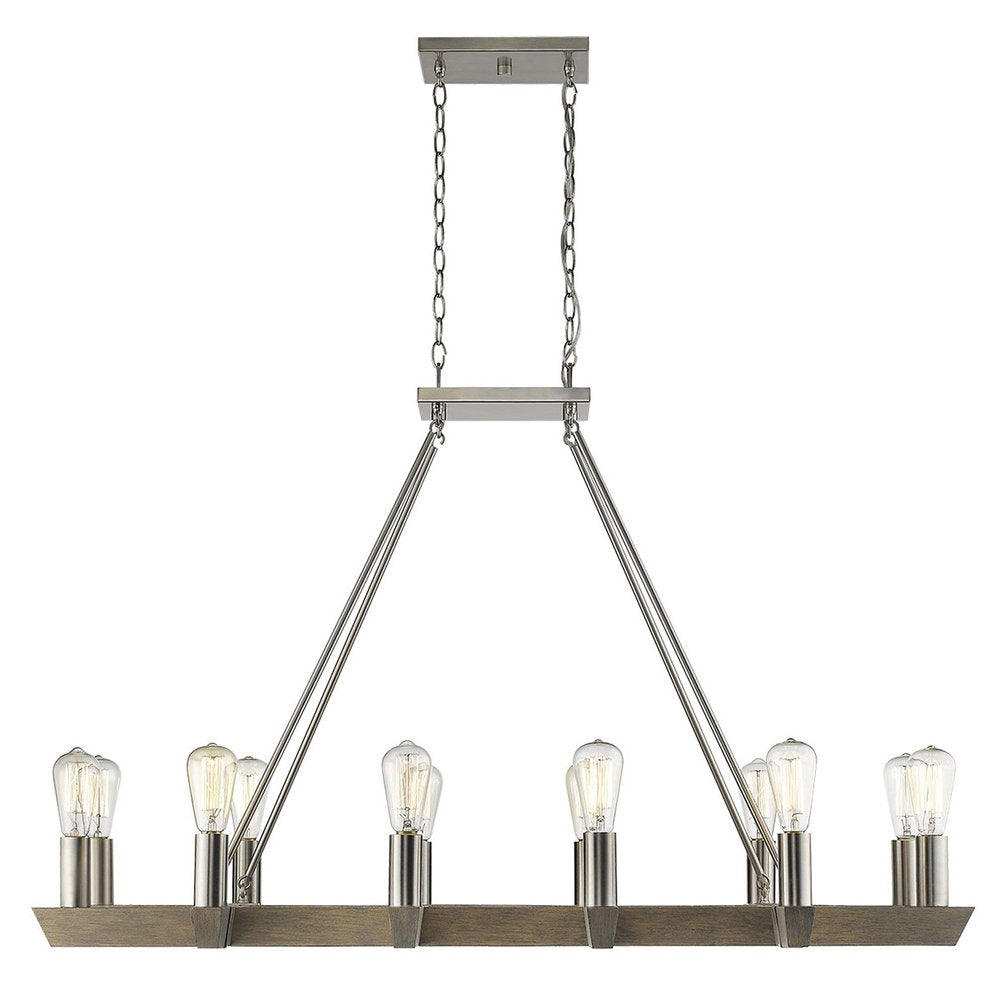 Silver Kitchen Island Twelve Light Metal Dimmable Chandelier HomeRoots
