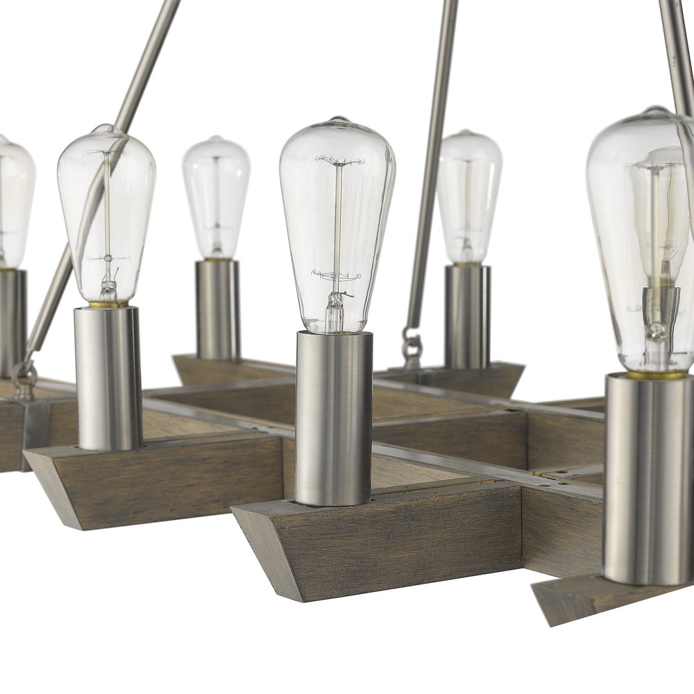 Silver Kitchen Island Twelve Light Metal Dimmable Chandelier — view 5