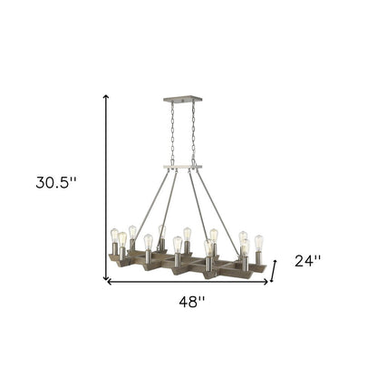 Silver Kitchen Island Twelve Light Metal Dimmable Chandelier HomeRoots