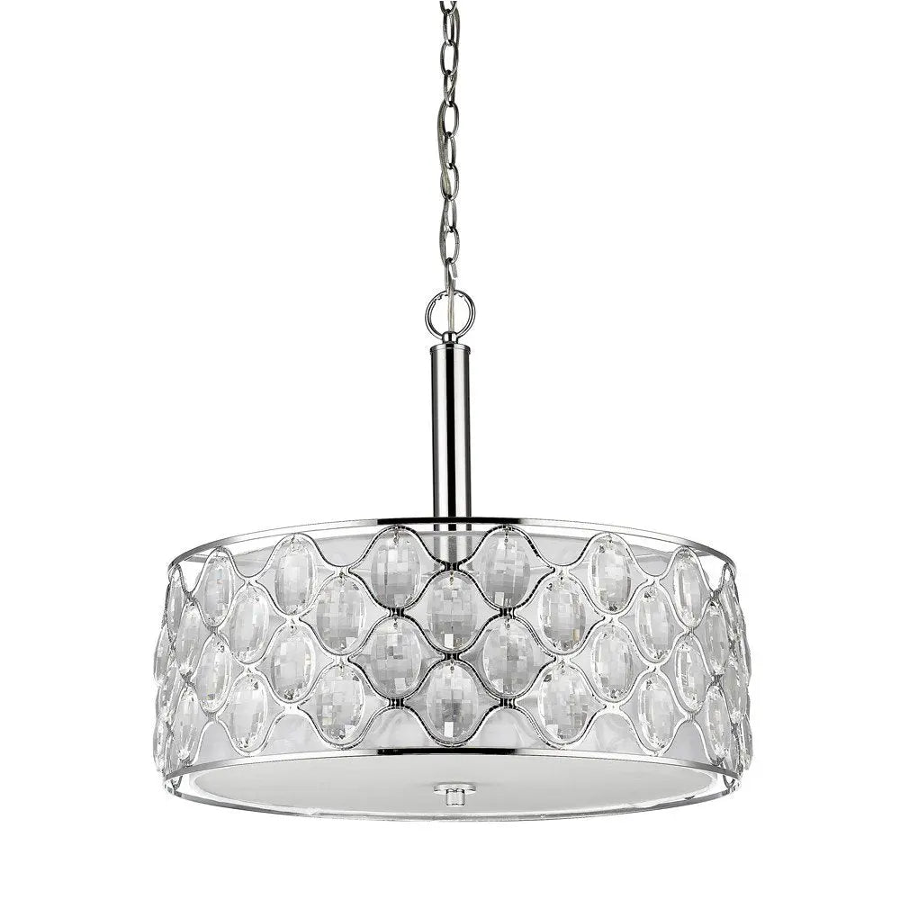 Isabella 4-Light Polished Nickel Drum Pendant With Crystal Accents HomeRoots