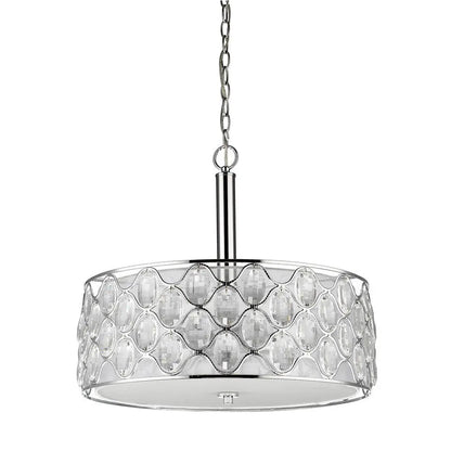 Isabella 4-Light Polished Nickel Drum Pendant With Crystal Accents HomeRoots