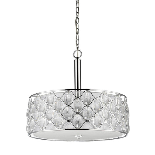 Isabella 4-Light Polished Nickel Drum Pendant With Crystal Accents HomeRoots