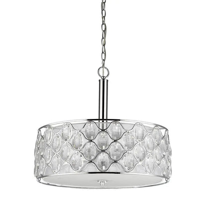 Isabella 4-Light Polished Nickel Drum Pendant With Crystal Accents HomeRoots