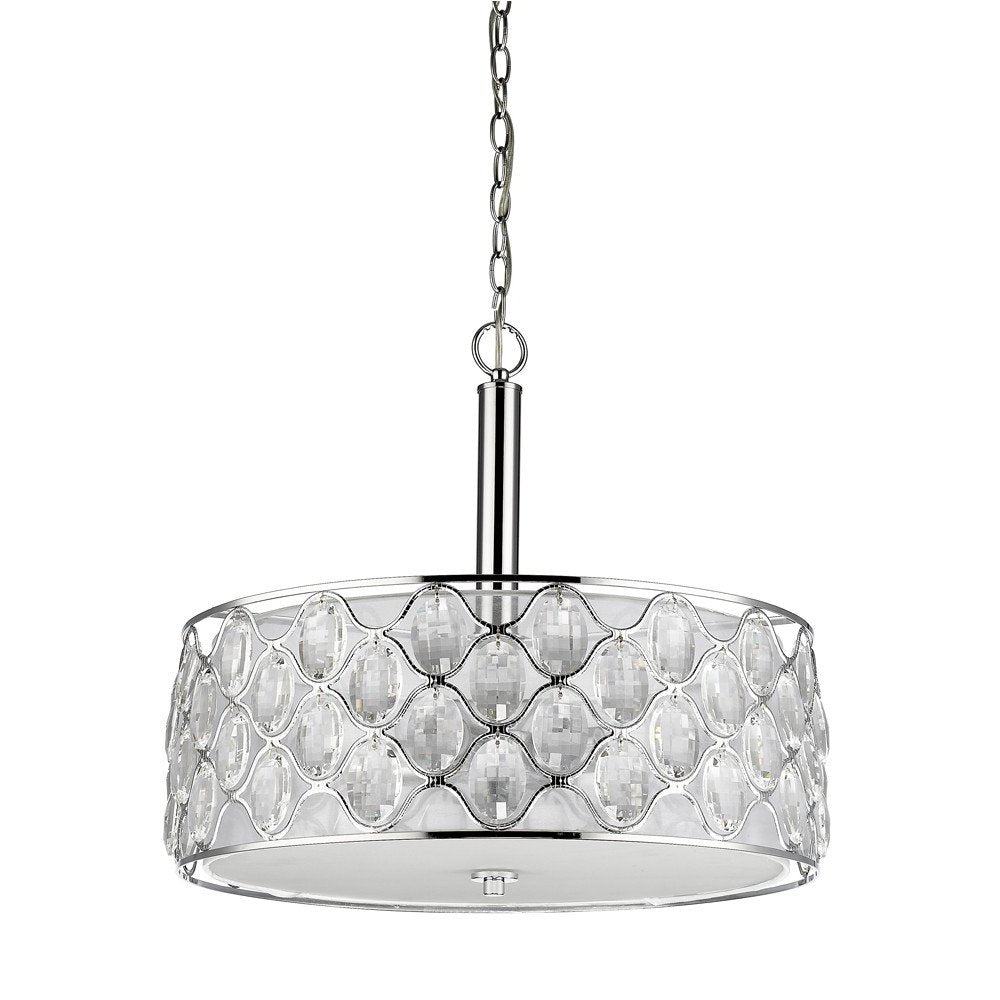 Isabella 4-Light Polished Nickel Drum Pendant With Crystal Accents — view 3
