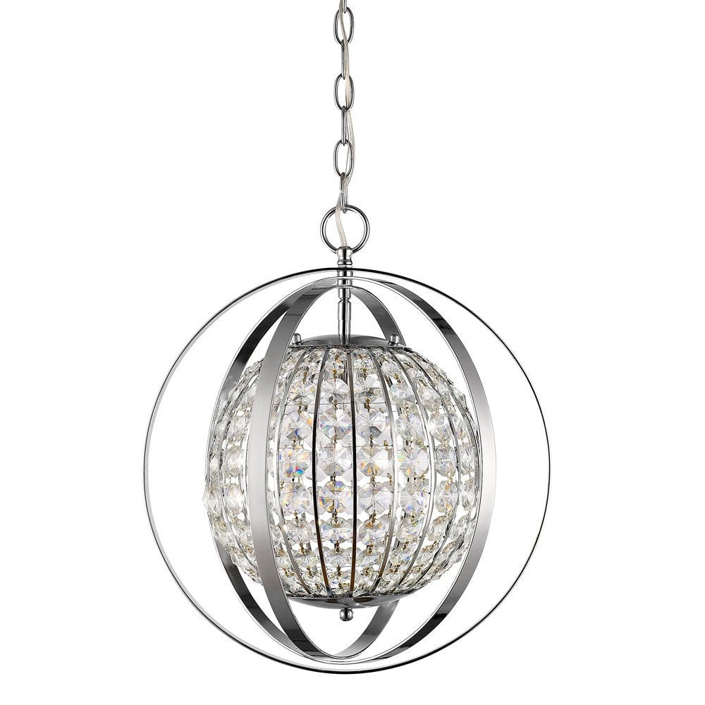Olivia 1-Light Polished Nickel Crystal Globe Pendant HomeRoots