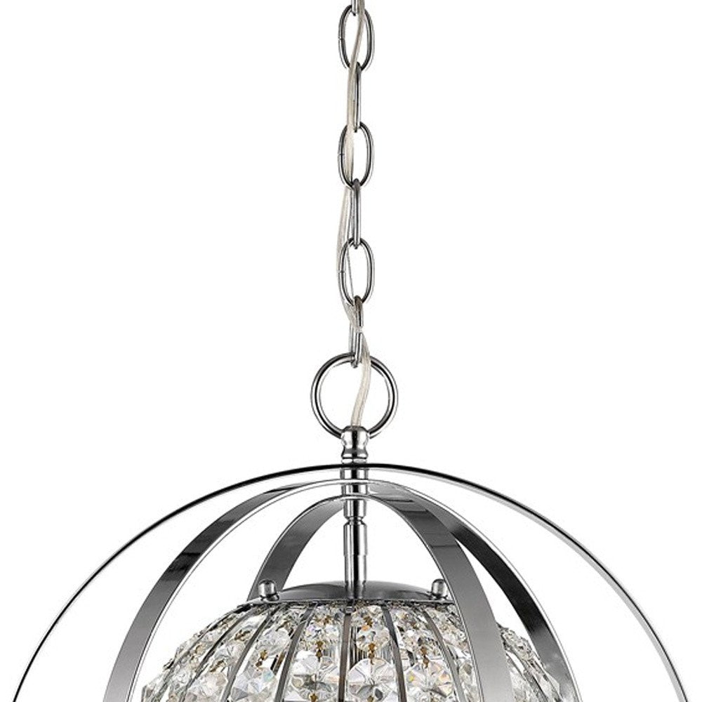 Olivia 1-Light Polished Nickel Crystal Globe Pendant HomeRoots