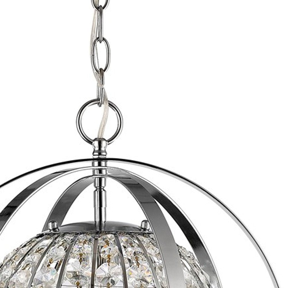 Olivia 1-Light Polished Nickel Crystal Globe Pendant HomeRoots
