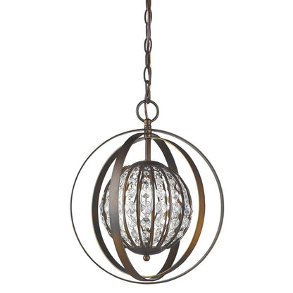 Olivia 1-Light Oil-Rubbed Bronze Crystal Globe Pendant HomeRoots