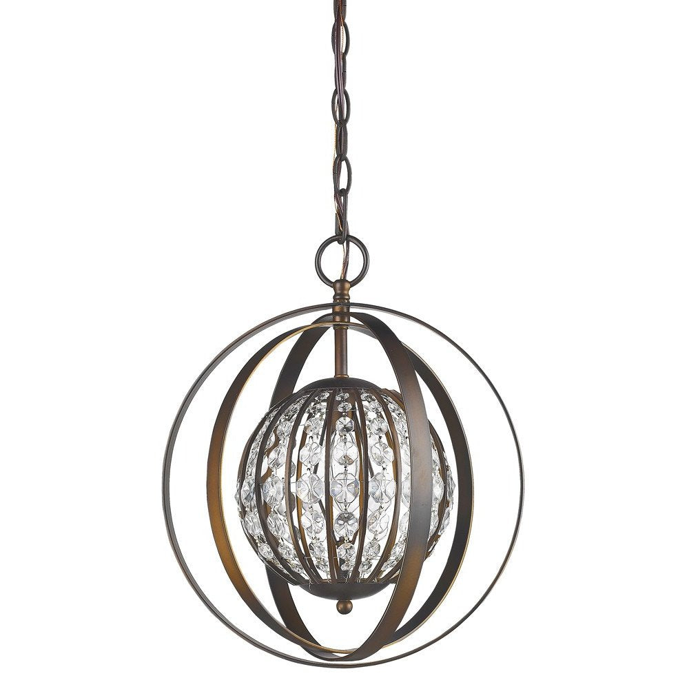 Olivia 1-Light Oil-Rubbed Bronze Crystal Globe Pendant HomeRoots