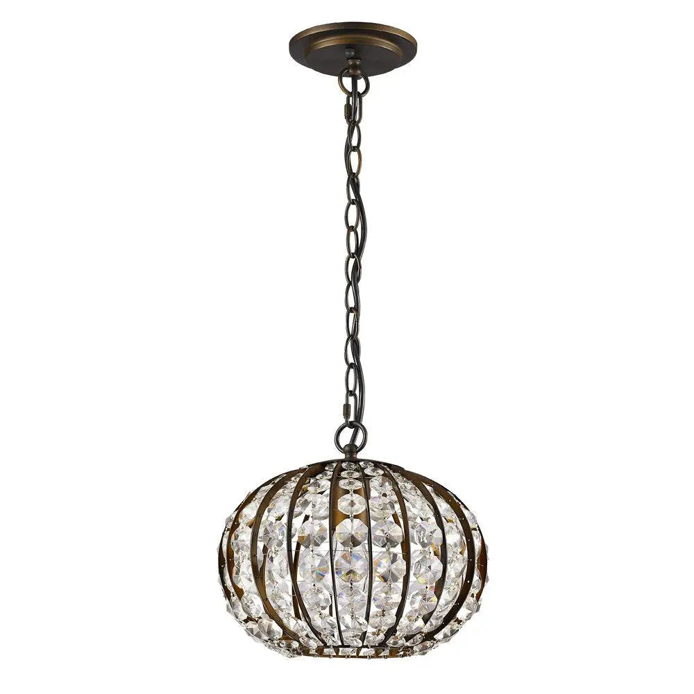 Olivia 1-Light Oil-Rubbed Bronze Crystal Globe Pendant HomeRoots