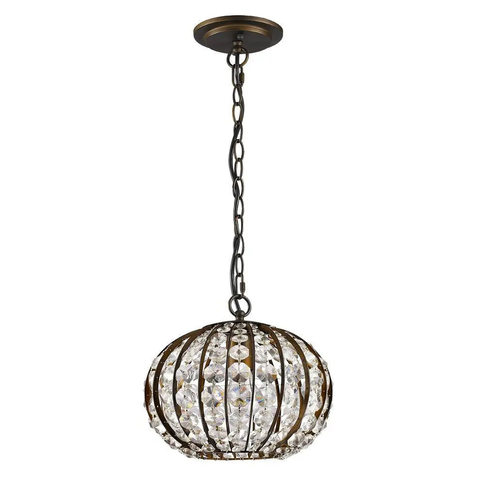 Olivia 1-Light Oil-Rubbed Bronze Crystal Globe Pendant HomeRoots