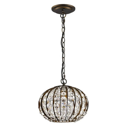 Olivia 1-Light Oil-Rubbed Bronze Crystal Globe Pendant HomeRoots