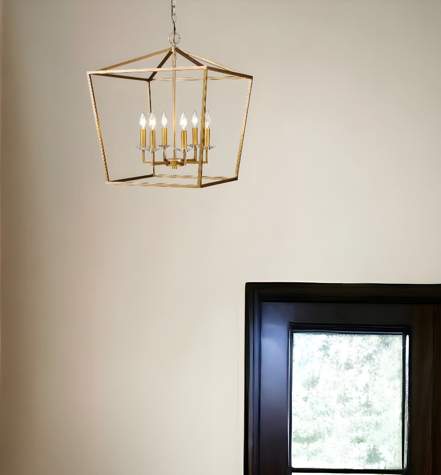 Kennedy 6-Light Antique Gold Foyer Pendant With Crystal Bobeches