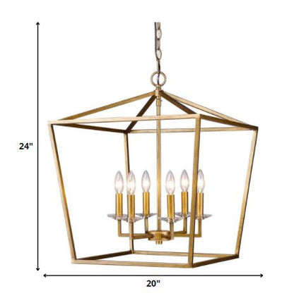 Kennedy 6-Light Antique Gold Foyer Pendant With Crystal Bobeches