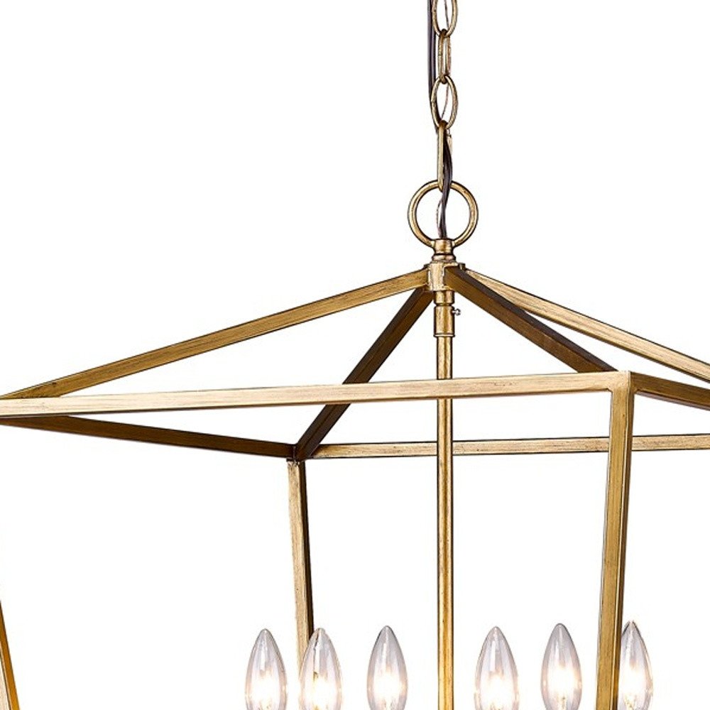 Kennedy 6-Light Antique Gold Foyer Pendant With Crystal Bobeches HomeRoots