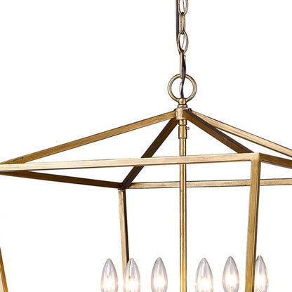 Kennedy 6-Light Antique Gold Foyer Pendant With Crystal Bobeches HomeRoots