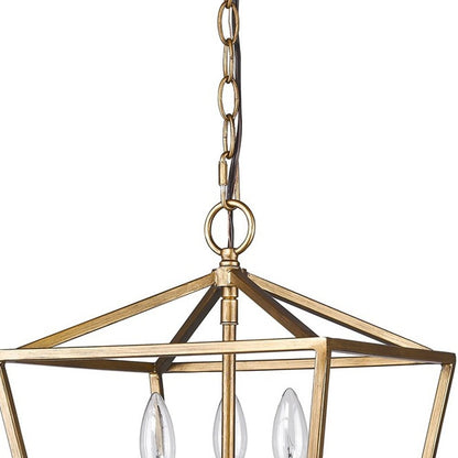 Kennedy 3-Light Antique Gold Pendant With Crystal Bobeches HomeRoots
