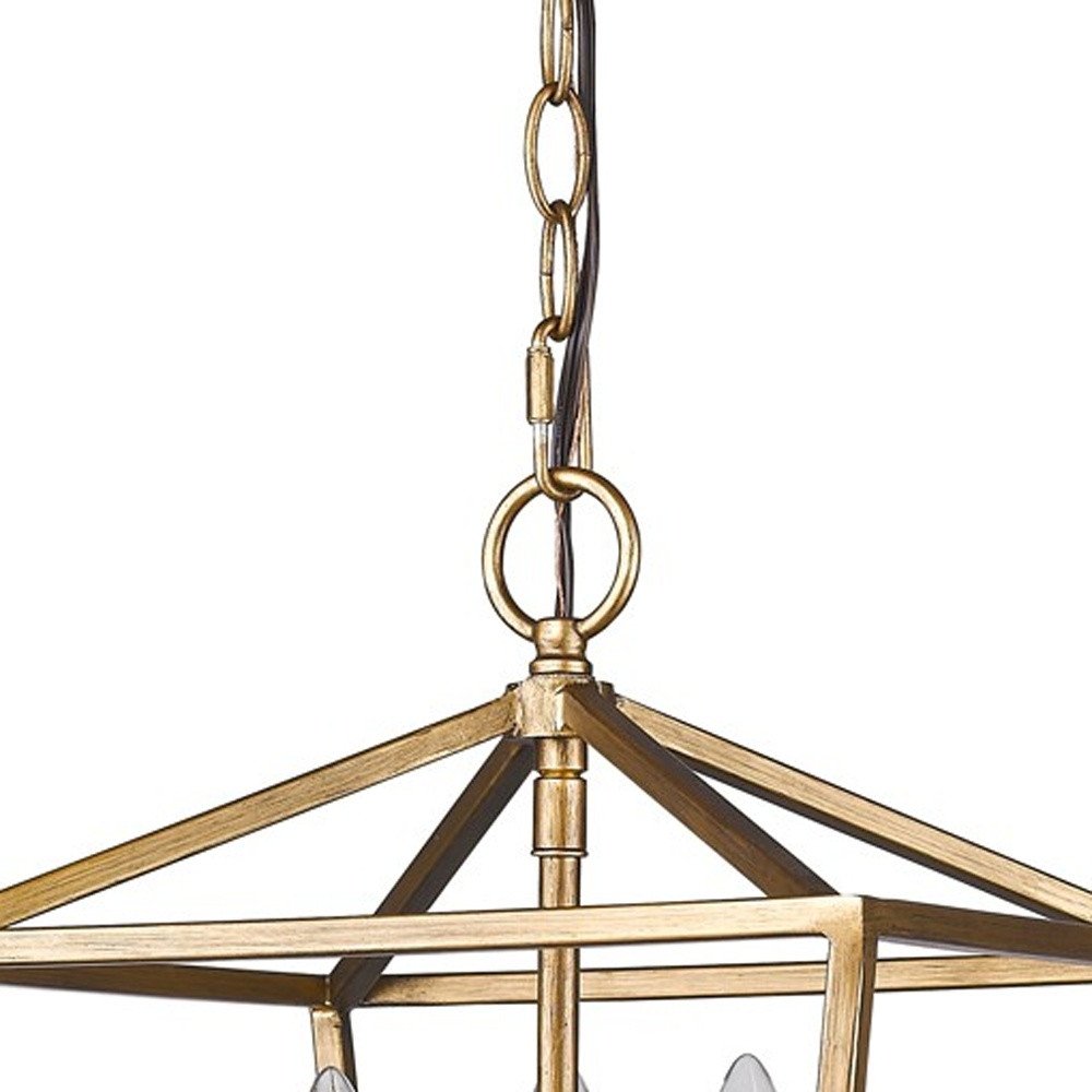 Kennedy 3-Light Antique Gold Pendant With Crystal Bobeches HomeRoots