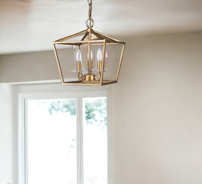 Kennedy 3-Light Antique Gold Pendant With Crystal Bobeches HomeRoots