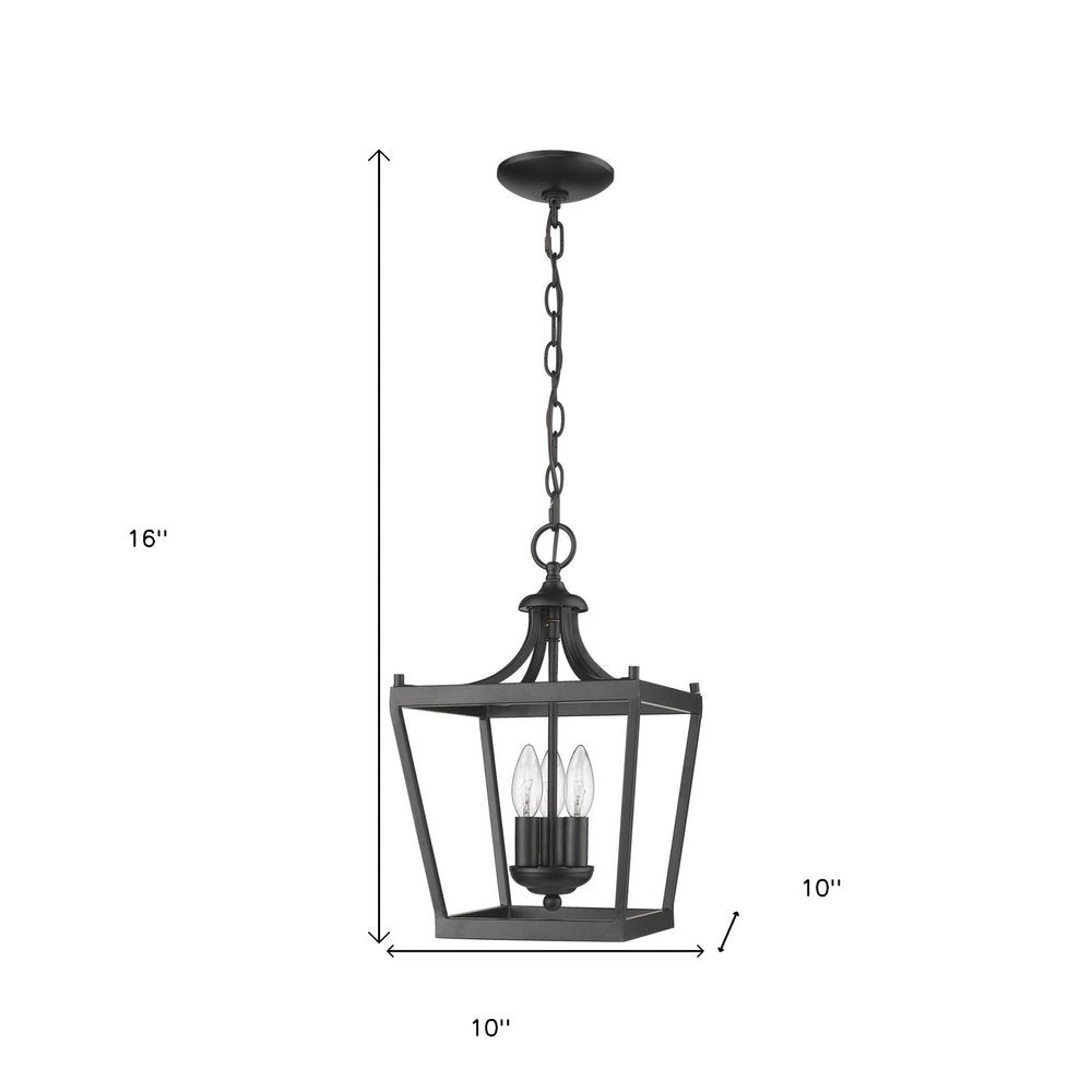 Vintage Black Metal Tapered Hanging Light — view 10