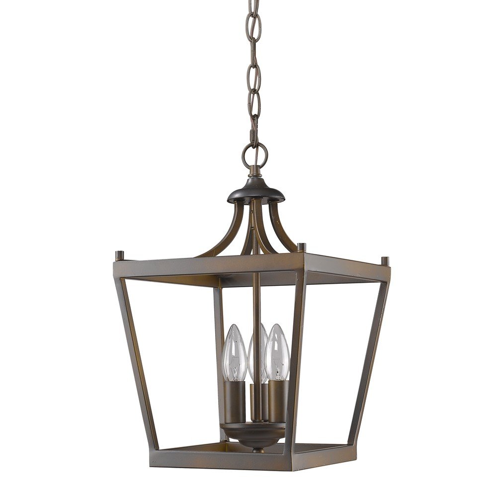 Vintage Brown Metal Tapered Hanging Light — view 1