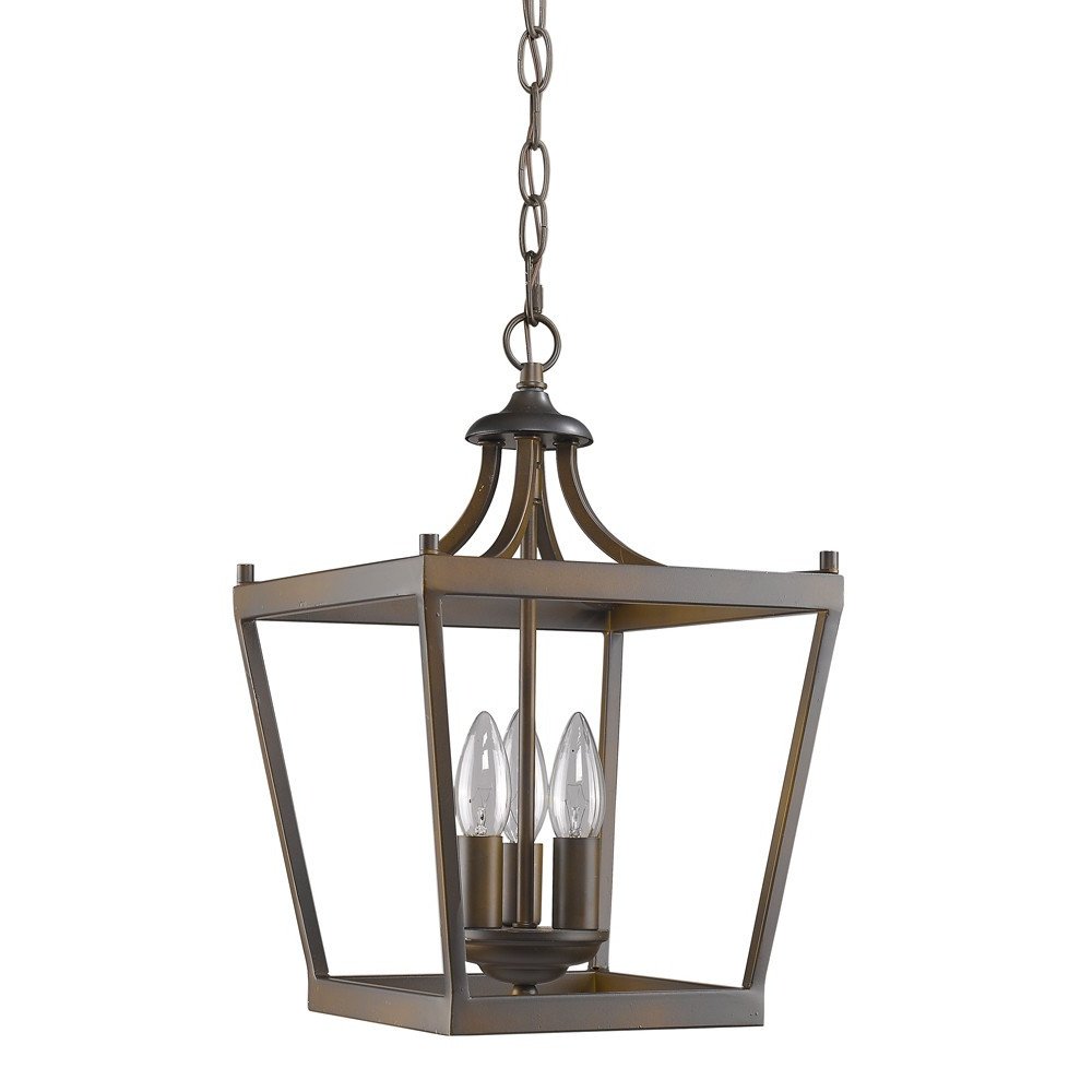 Vintage Brown Metal Tapered Hanging Light — view 3