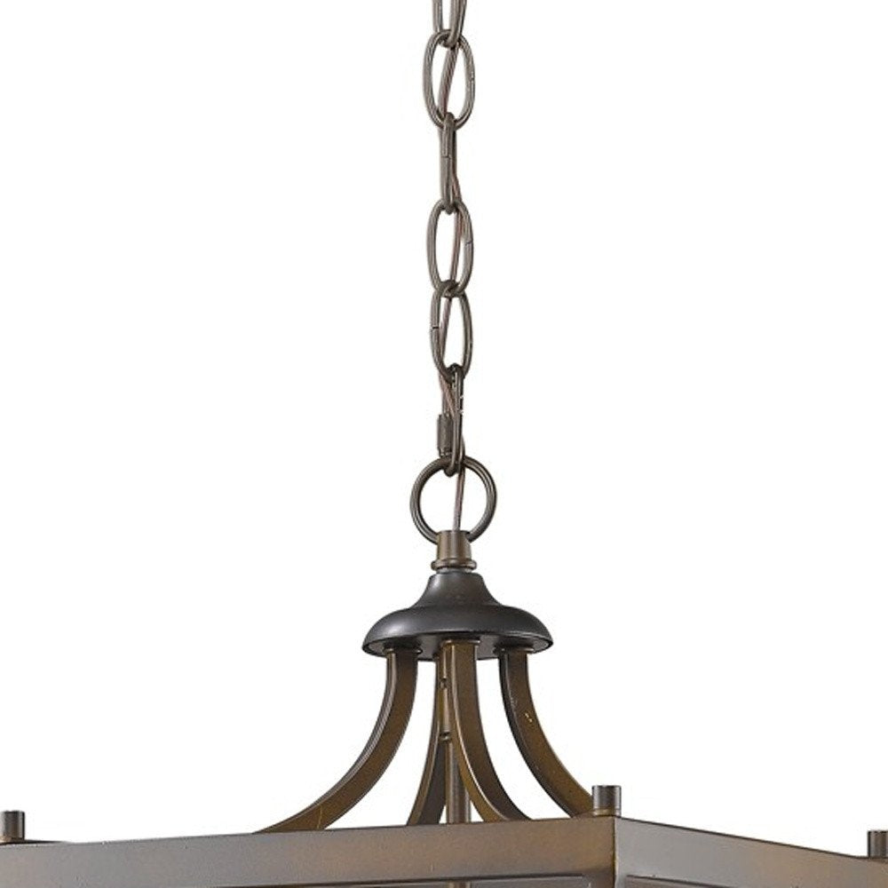 Vintage Brown Metal Tapered Hanging Light — view 4