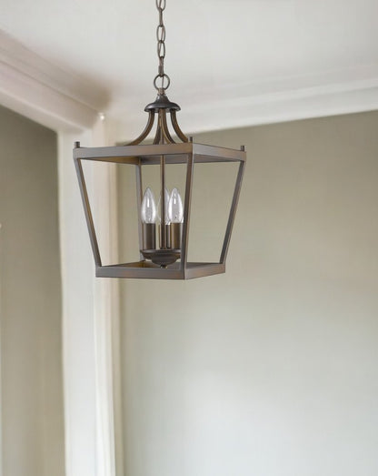 Vintage Brown Metal Tapered Hanging Light HomeRoots