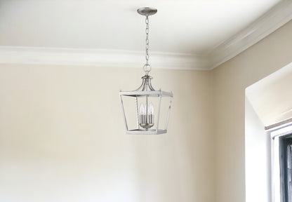 Vintage Silver Metal Tapered Hanging Light