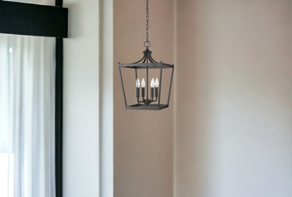Kennedy 4-Light Matte Black Pendant HomeRoots