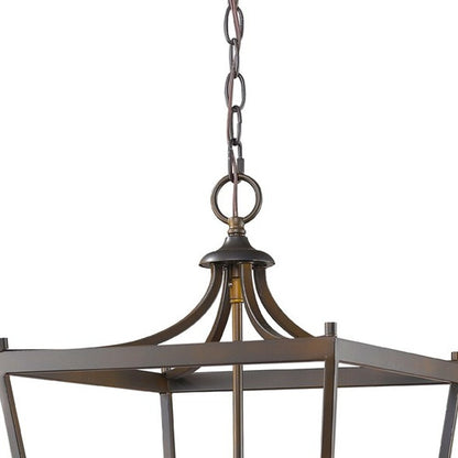 Brown Metal Four Light Dimmable Ceiling Light HomeRoots