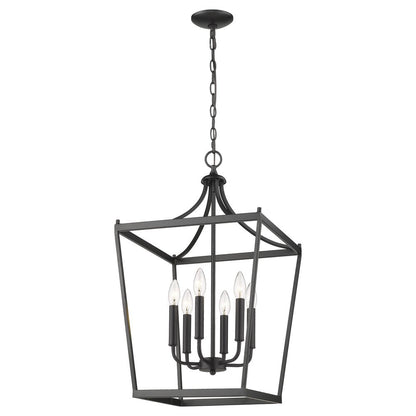 Kennedy 6-Light Matte Black Pendant HomeRoots