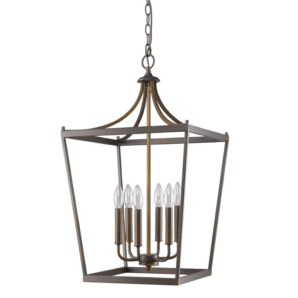 Brown Metal Six Light Dimmable Ceiling Light HomeRoots