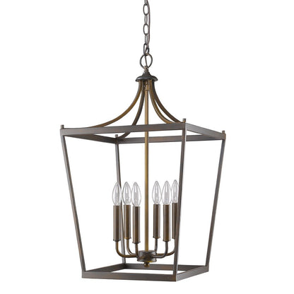 Brown Metal Six Light Dimmable Ceiling Light HomeRoots